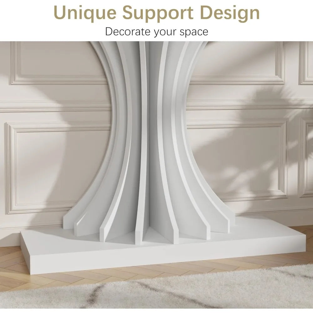 Modern 40 Inch Console Table with Flower-Shaped Support for Entryway