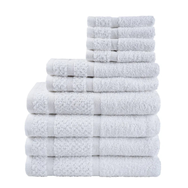 10 Piece Soft Cotton Towel Set Quick Dry Absorbent Durable Bathroom