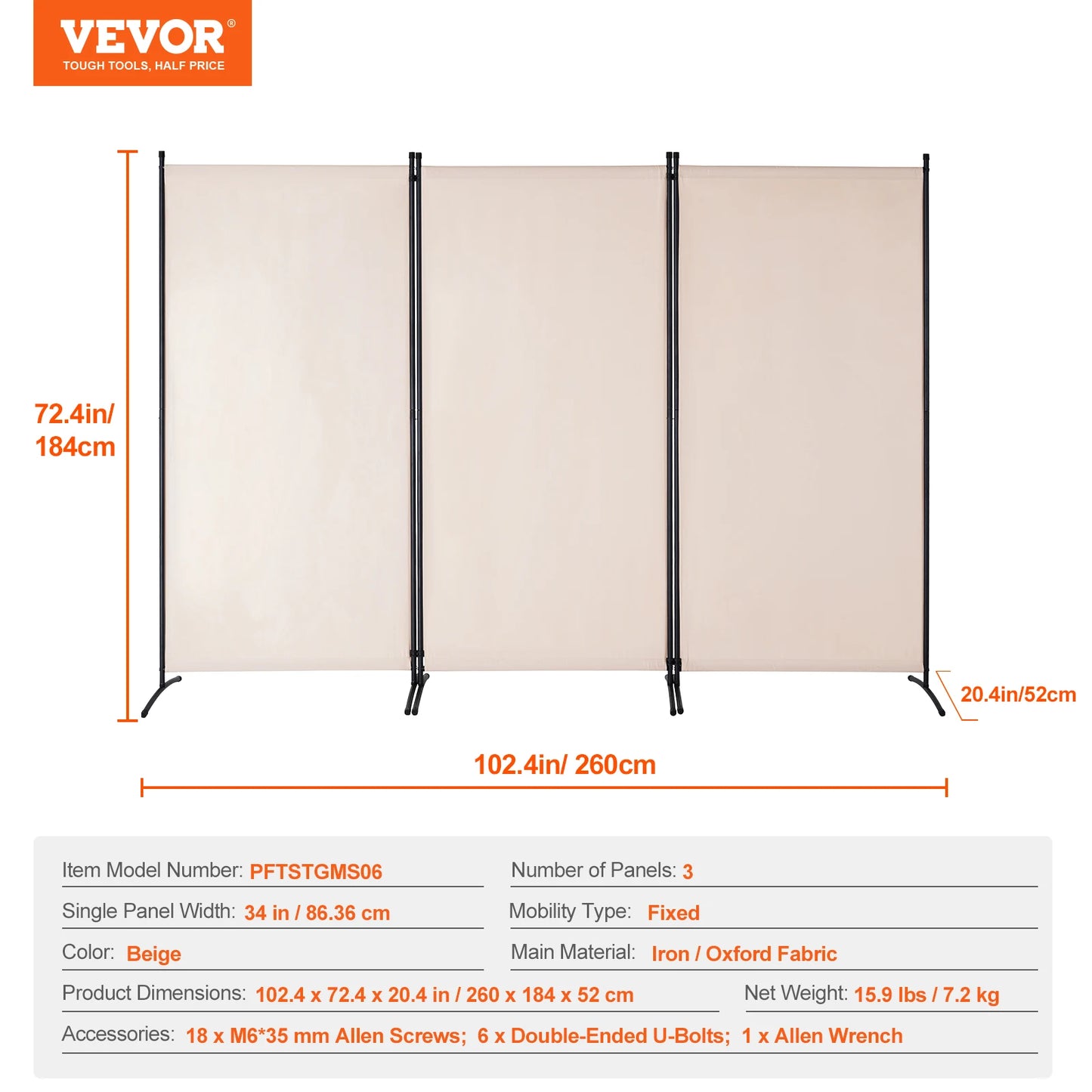 Ljustra 4 Panel Room Divider Folding Privacy Screen Freestanding Partition