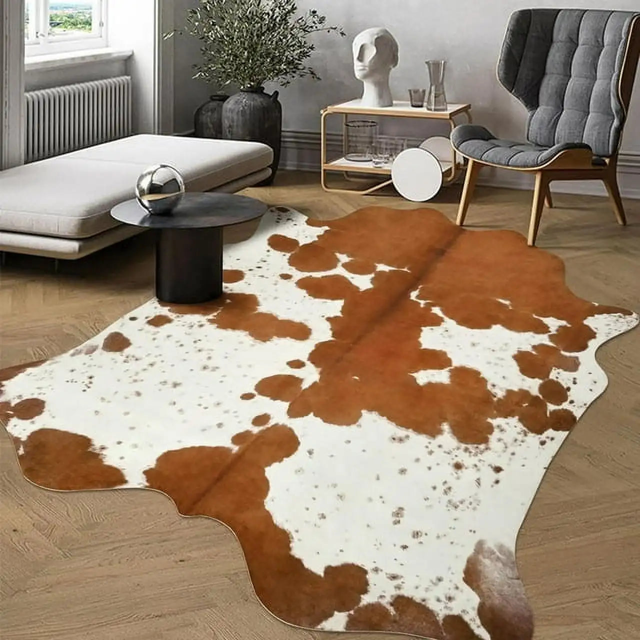 American Style Animal Print Faux Fur Cowhide Rug for Living Room Bedroom