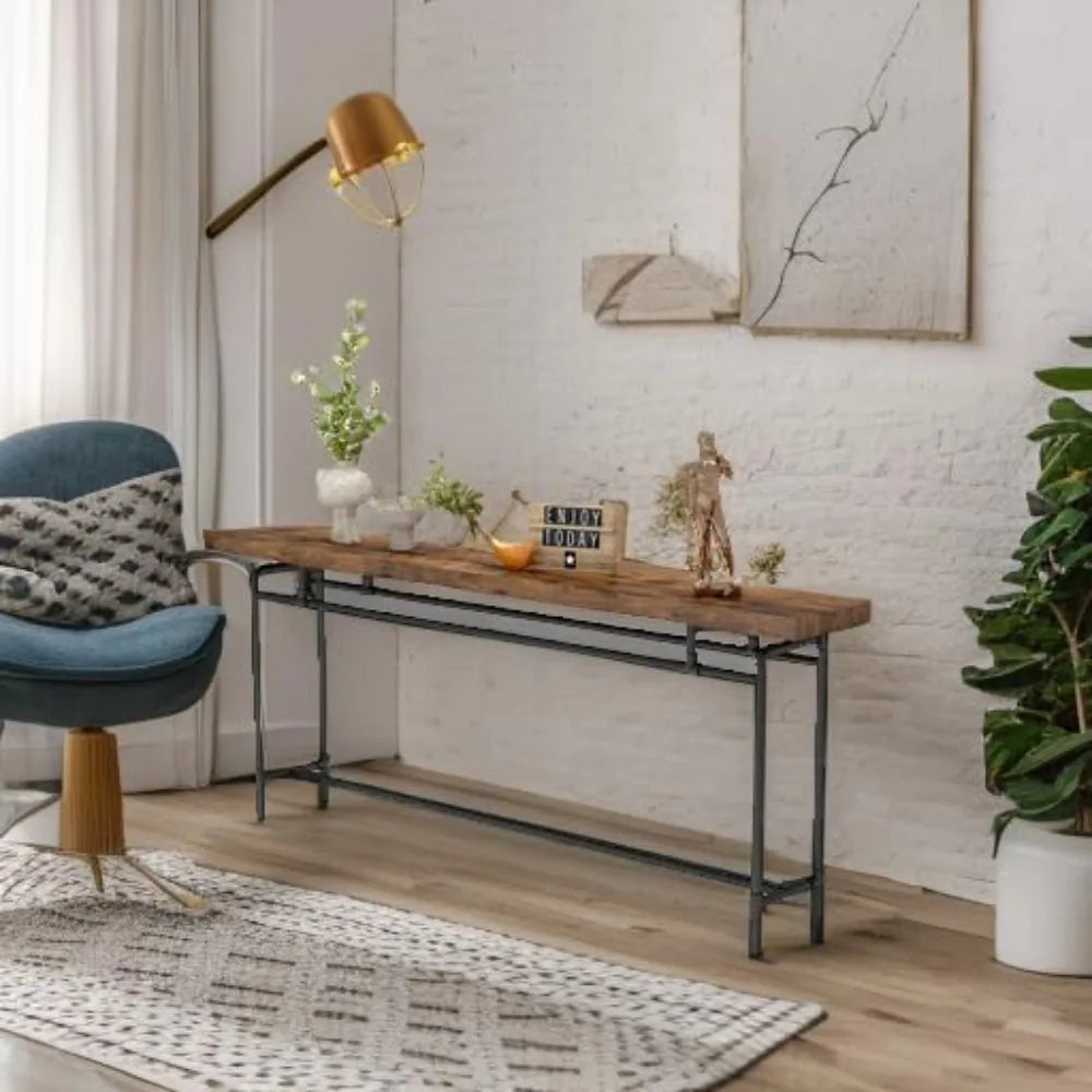 Console Table 70.9 Inch Long Industrial Narrow Sofa Table for Living Room