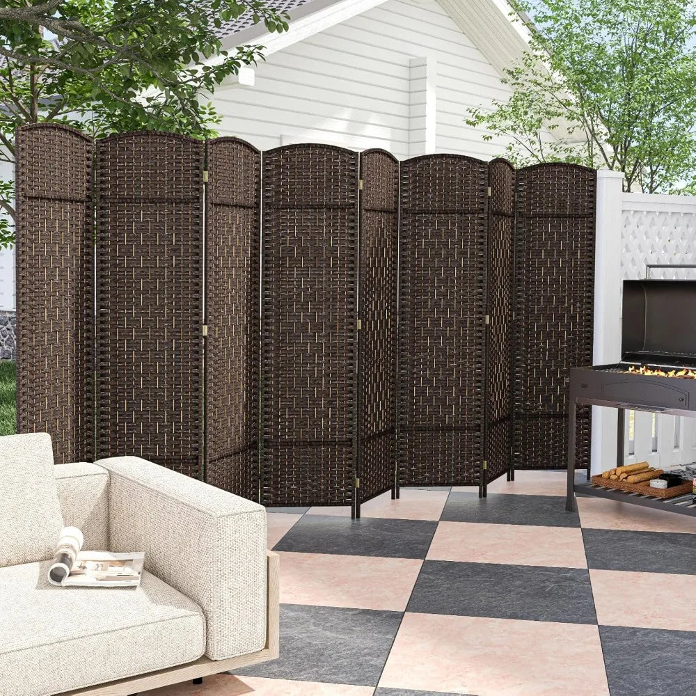 Ljustra 8 Panel Room Divider Folding Privacy Screen Solid Wood Frame