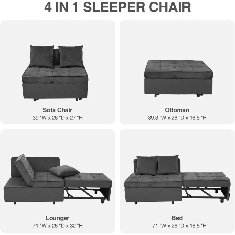 Ljustra 4-in-1 Convertible Sofa Bed Loveseat Sleeper Chair Couch