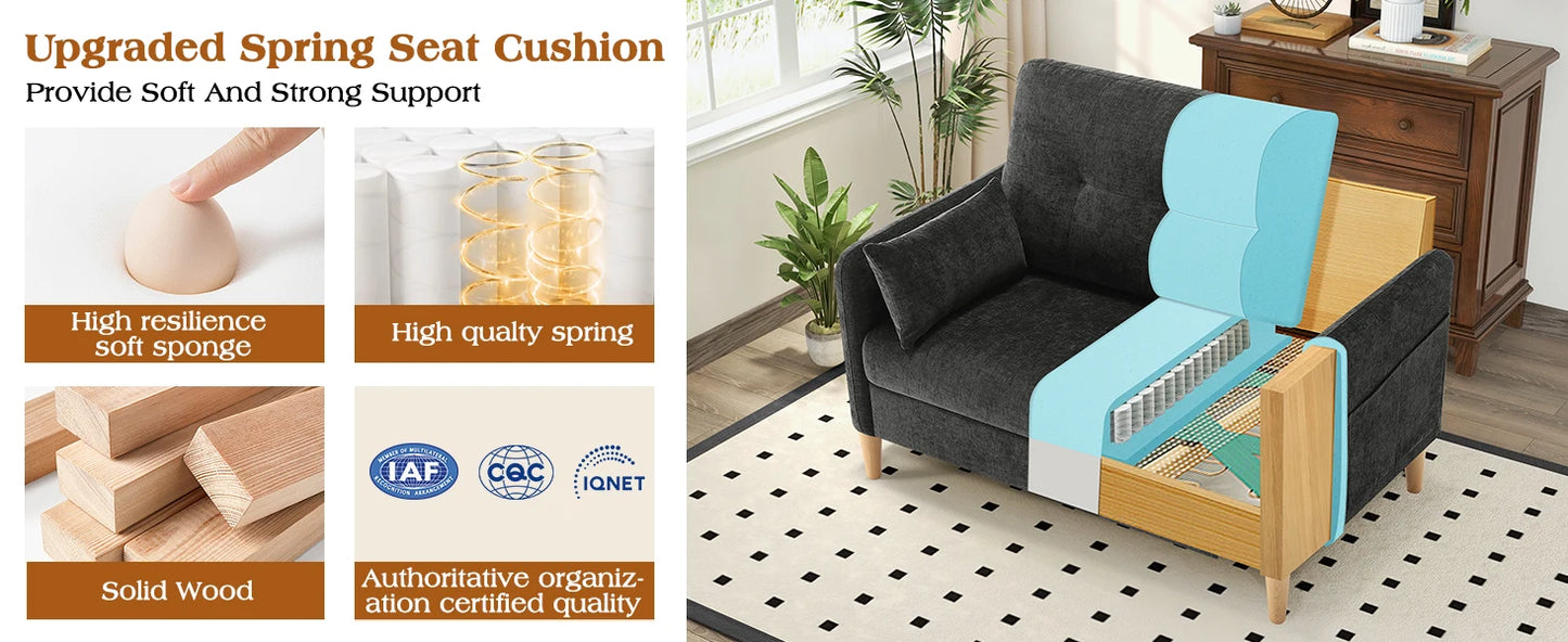 Ljustra 47 Inch Small Sofa Couch Comfy Chenille Love Seat for Living Room