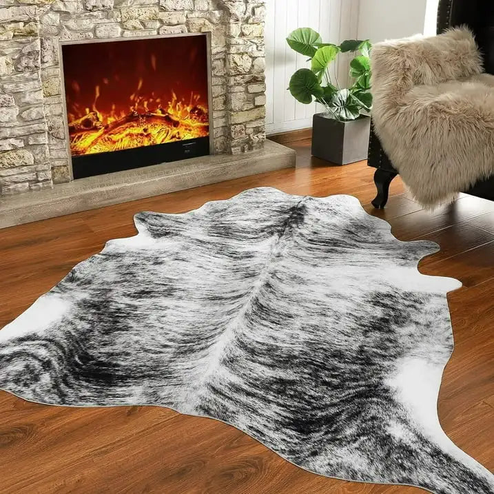 American Style Animal Print Faux Fur Cowhide Rug for Living Room Bedroom
