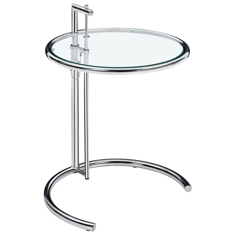 Modern Adjustable Chrome-Plated Glass Coffee Table Side End Table