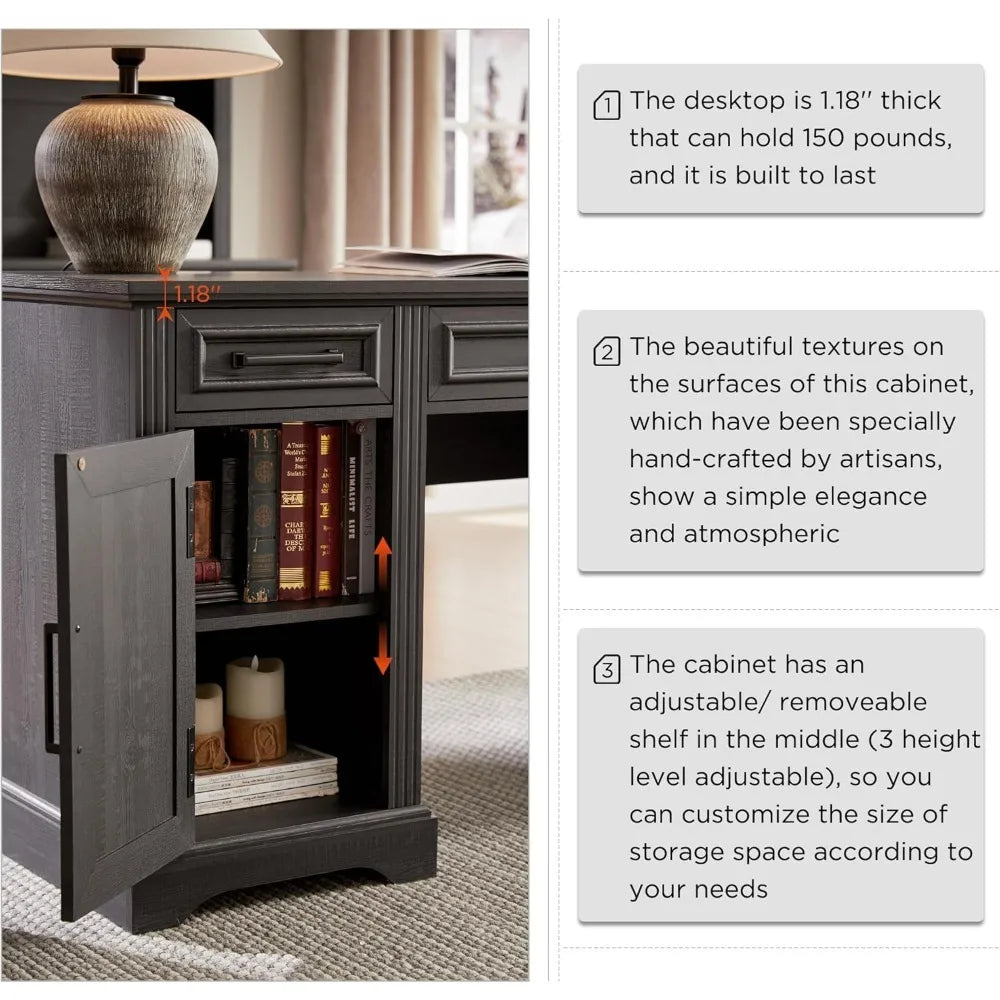 Large Computer Desk with Drawers Modern Home Office Workspace