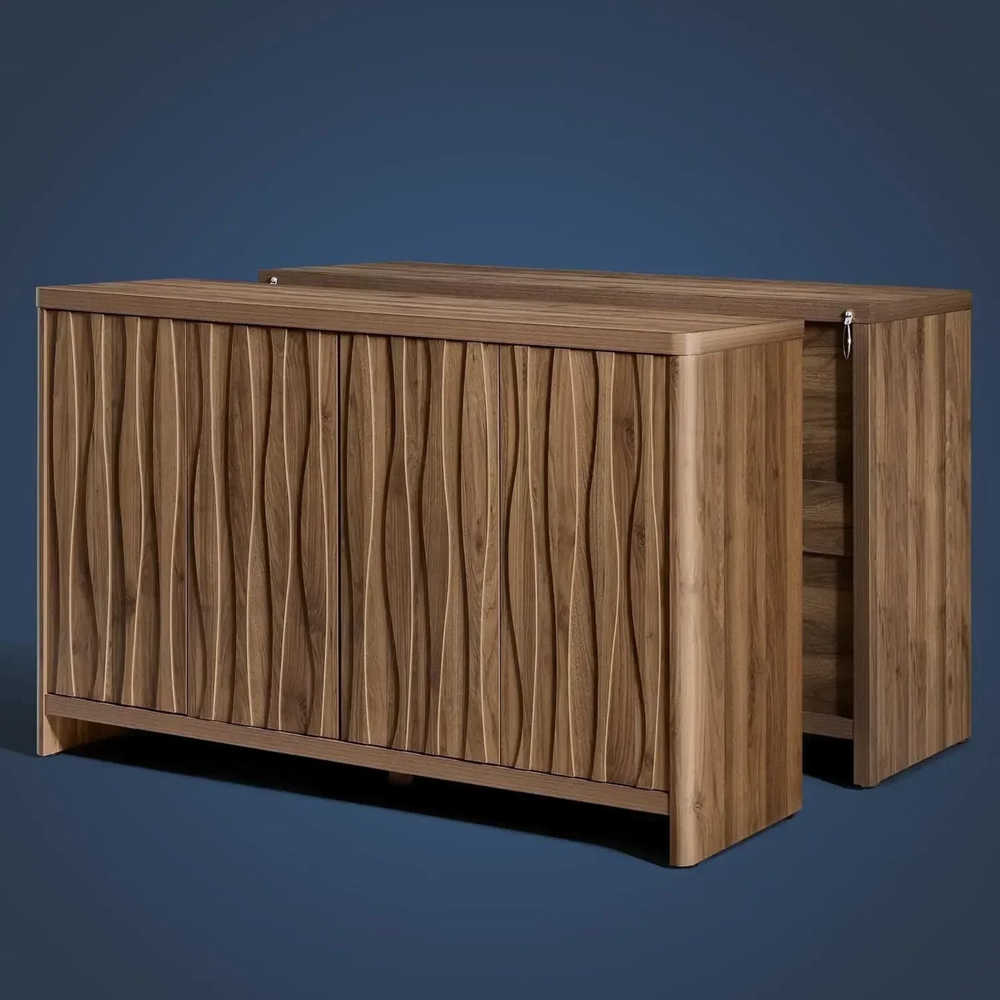 Cornwall Wave Pattern Storage Cabinet Buffet Kitchen Accent Cabinet