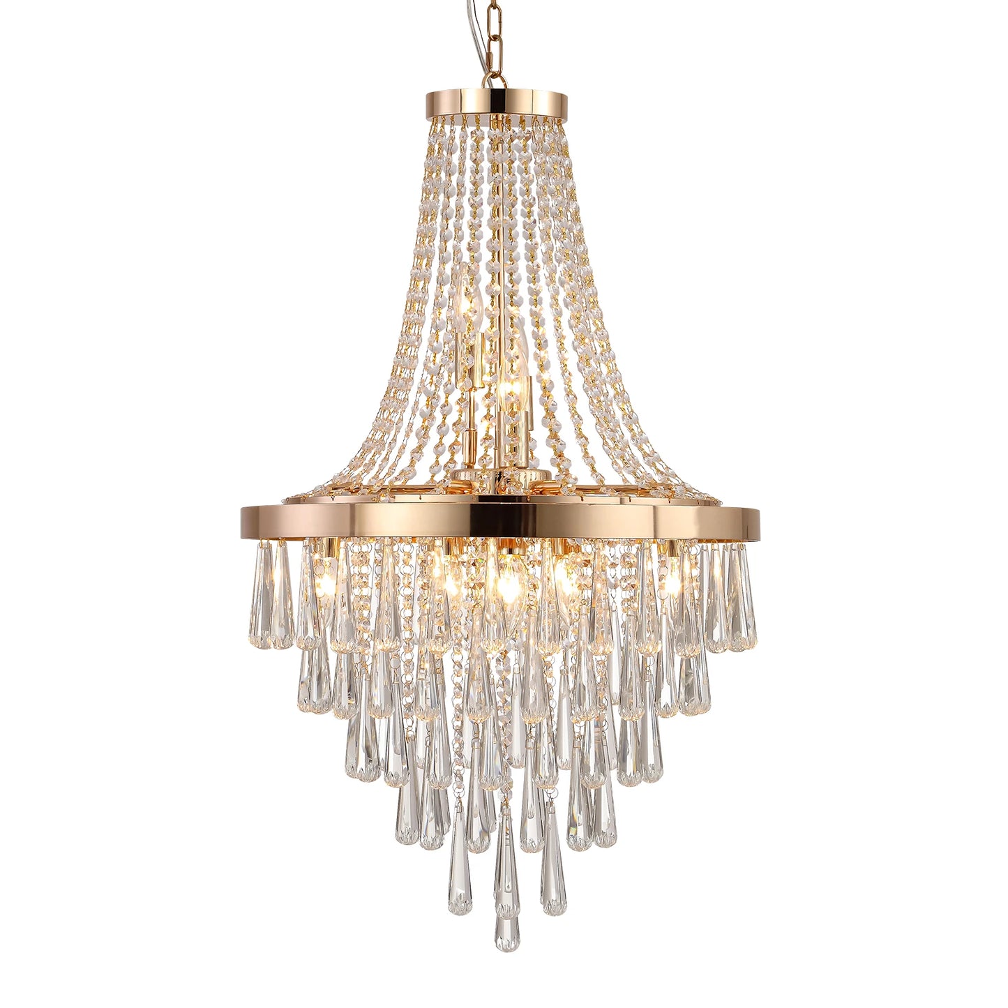 19.7-inch Crystal Chandelier Adjustable Height Modern Ceiling Light Fixture