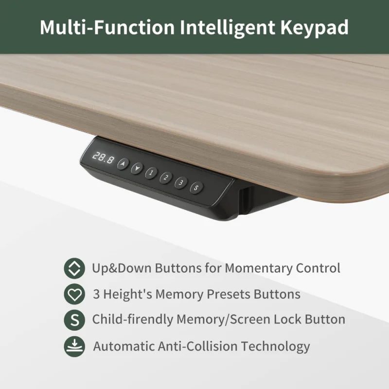 Electric Standing Desk with Drawers Adjustable Height Home Office Desk 55x26