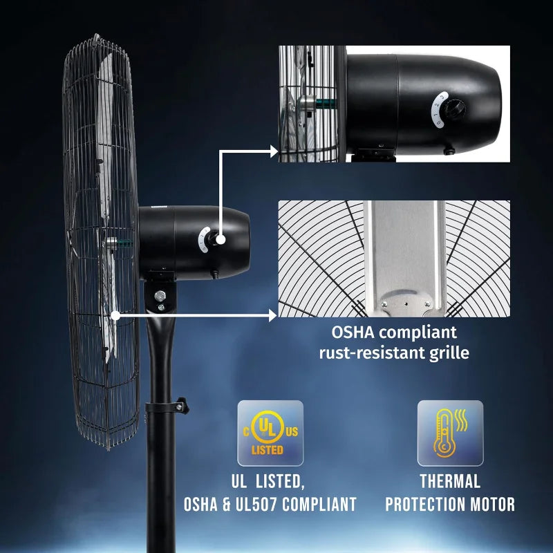 Tornado 30 Inch High Velocity Non-Oscillating Metal Pedestal Fan