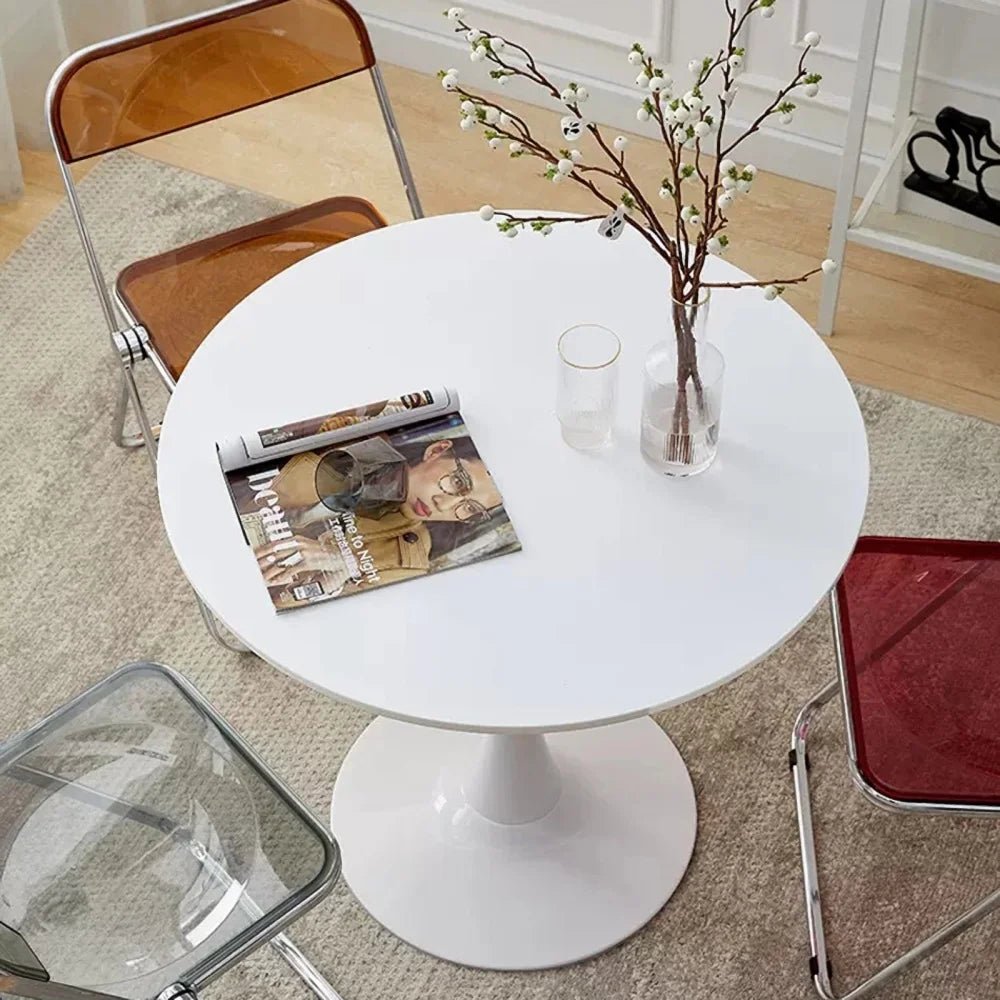 Modern Round Dining Table Steel Base Kitchen Coffee Table 24 Inch