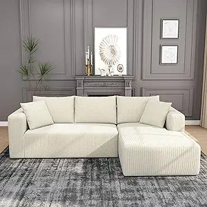 Ljustra Sectional Couch 5 Seat Sofa Corduroy Fabric L-Shaped Living Room