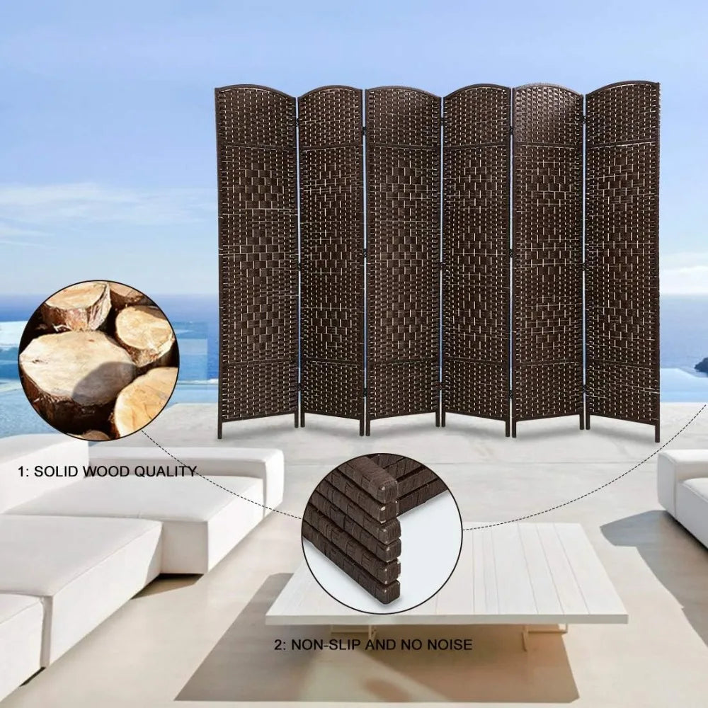 6 Panel Room Divider Folding Privacy Screen Portable Wood Privacy Screen