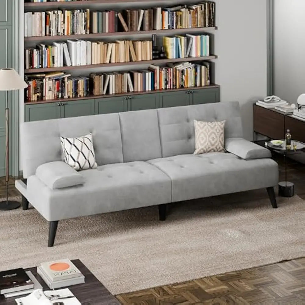 Ljustra Sofa Bed Multifunctional Lounge Chair with Cup Holder and Adjustable Armrests