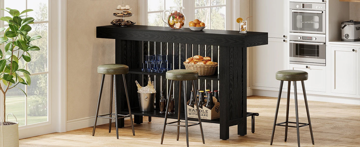 Ljustra 63 Inch Large Home Bar Unit Modern Coffee Bar Cabinet with Footrest