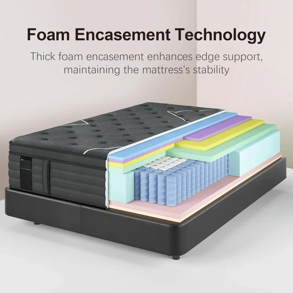 14 Inch Extra Firm Mattress Hybrid Memory Foam Back Pain Relief