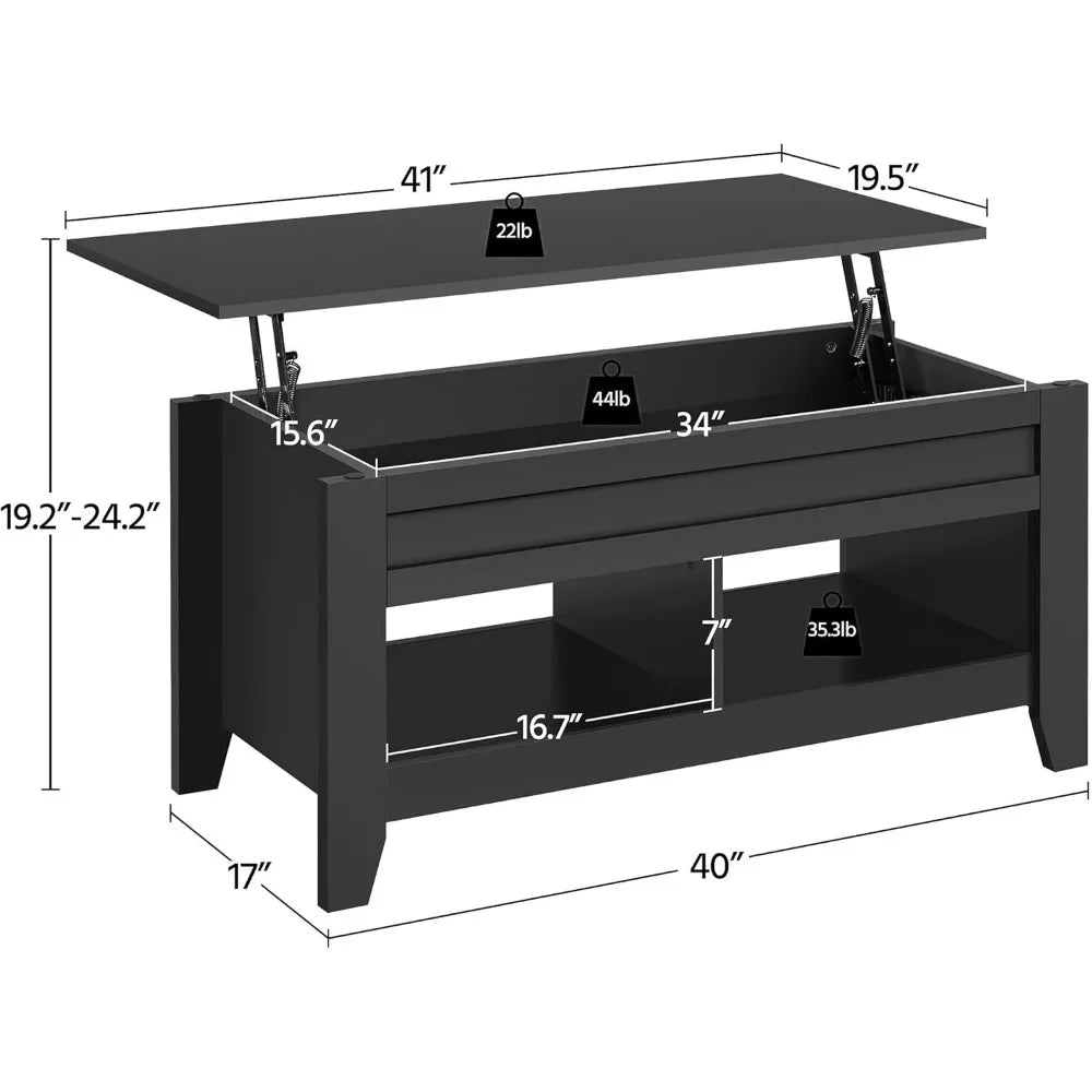 Lift Top Coffee Table with Hidden Storage for Living Room Minimalist