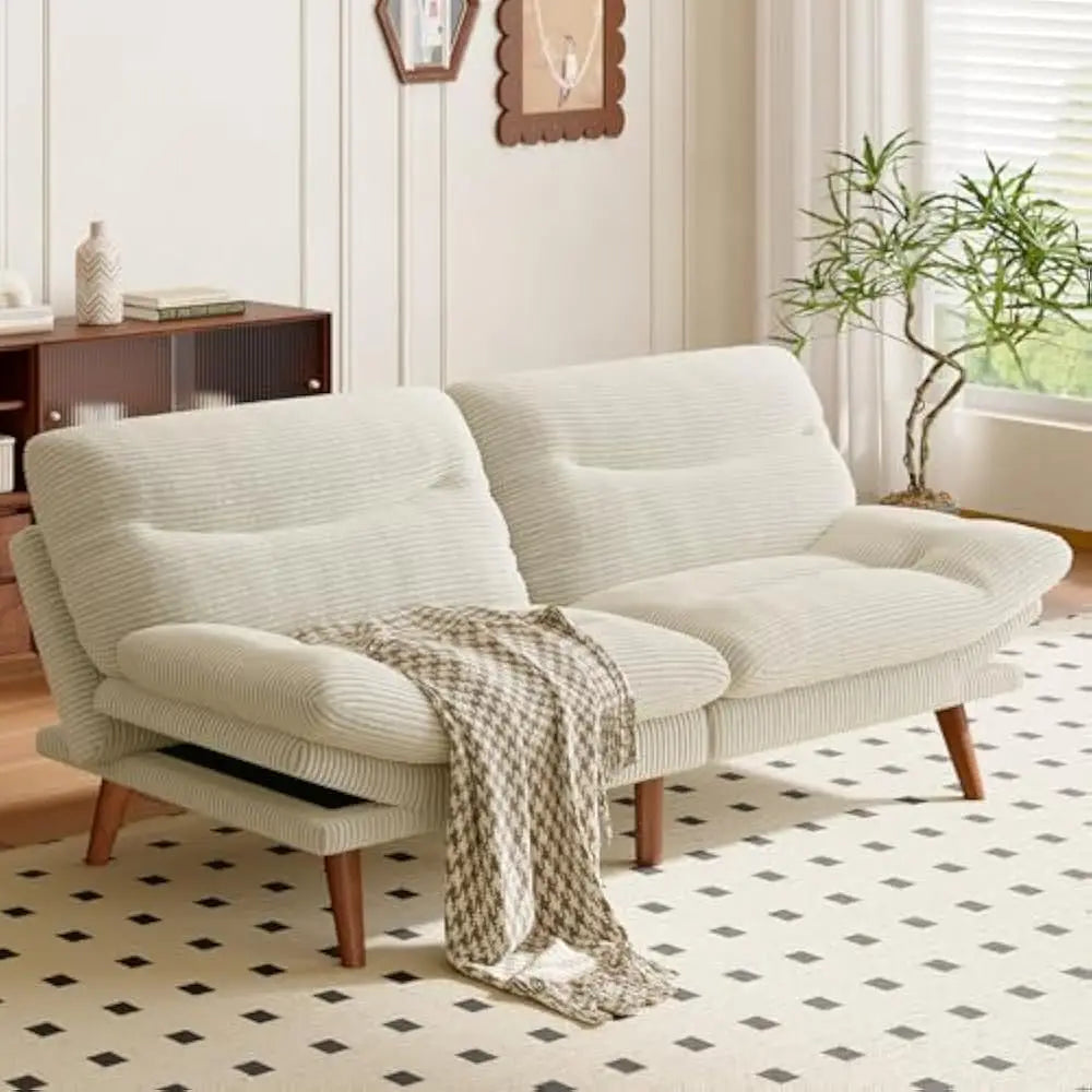 Ljustra 66 Inch Adjustable Backrest Armrests Futon Sofa Bed Sleeper