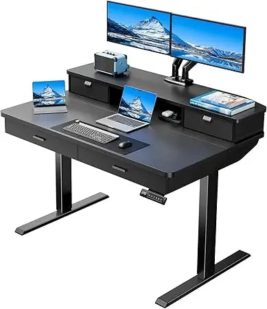 Electric Standing Desk with 4 Drawers Adjustable Height Home Office