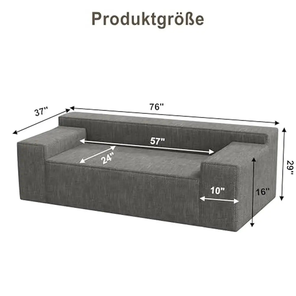 Ljustra Modern 3-Seater Sofa Couch No Assembly Required Cat Scratch Resistant
