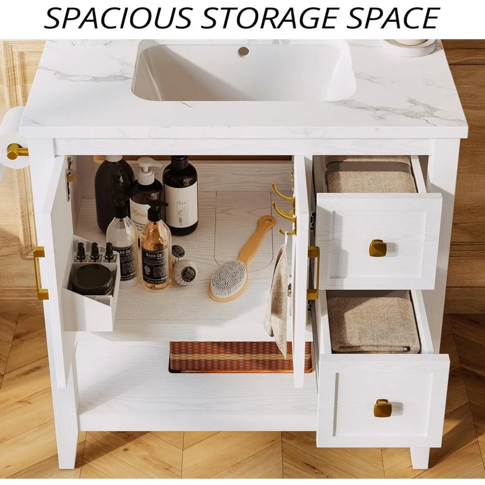 Modern Bathroom Vanity with Sink 30 Inch Storage Cabinet Easy Assembly