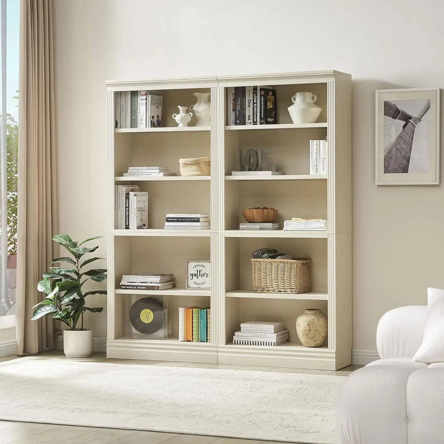 Standard 5 Tier Bookshelf Adjustable Shelves Floor Standing Organizer