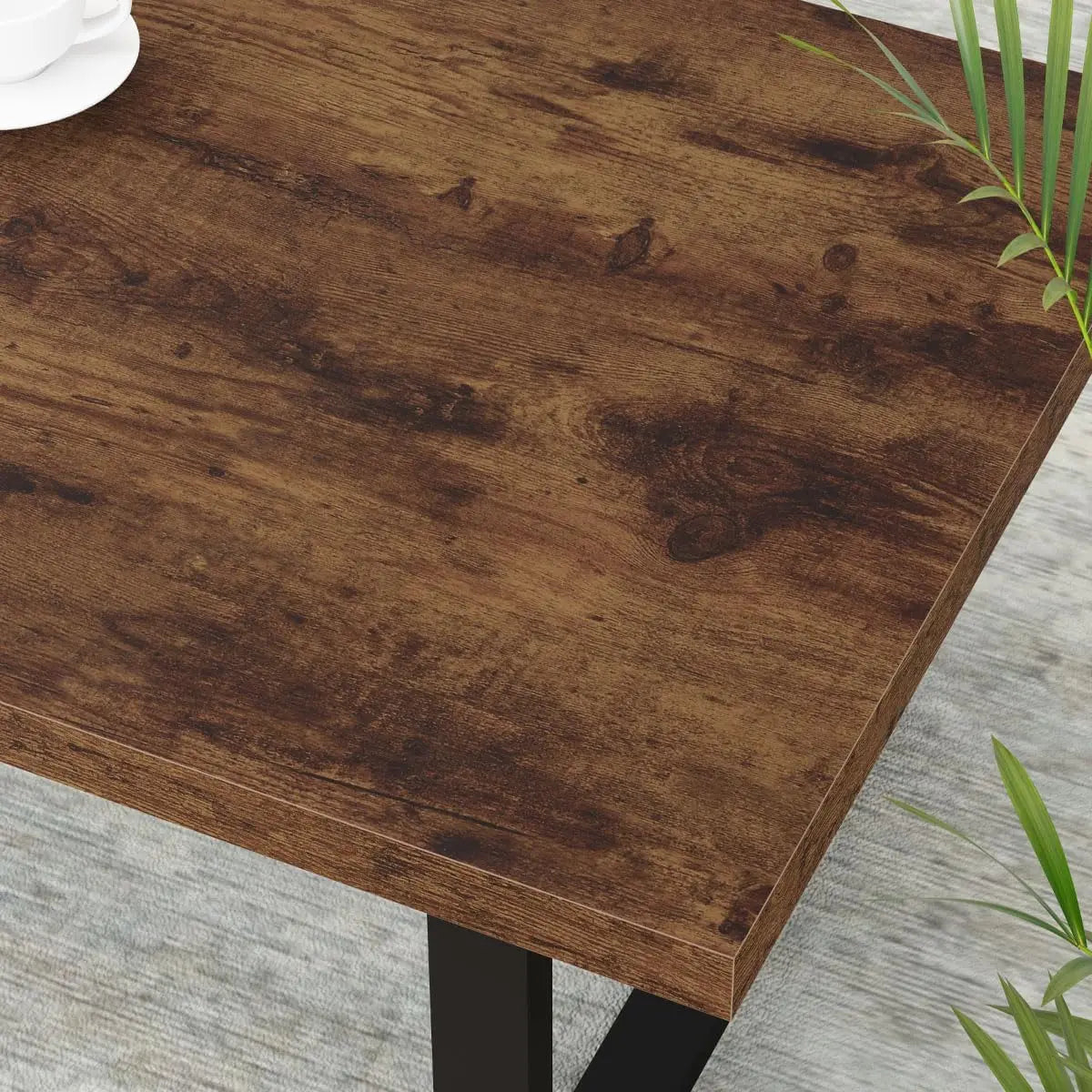 Rustic Industrial Rectangle Coffee Table Minimalist Wooden Center Table