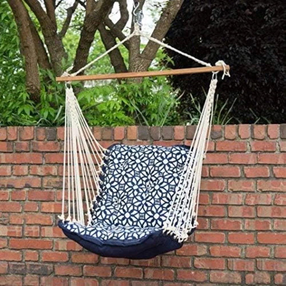 Luxe Indigo Sunbrella Tufted Single Swing Indoor Outdoor 300 LB Capacity