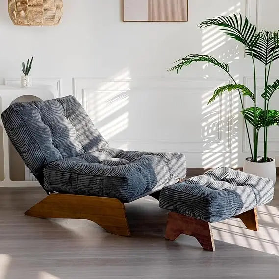 Accent Chair Ottoman Adjustable Backrest Tufted Living Room Furniture