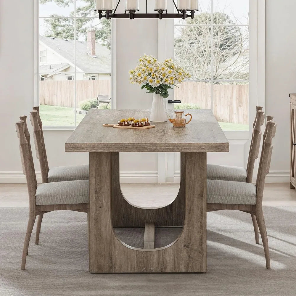 Large Rectangle Dining Table for 6-8 People Farmhouse Kitchen Table