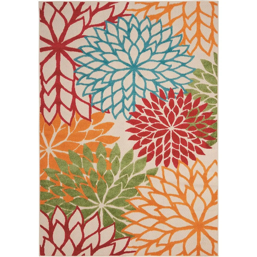 Tropical Botanical Area Rug 5'3" x 7'5" Easy Clean Non Shedding