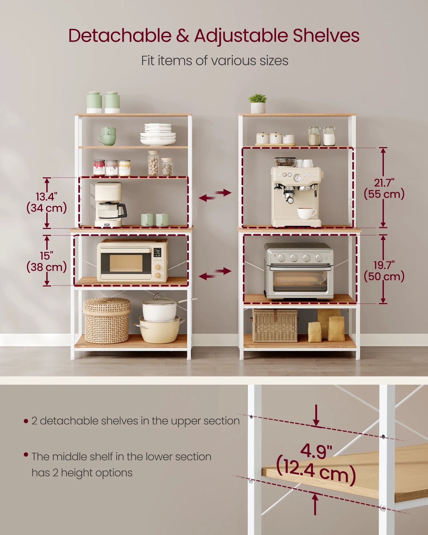 VASAGLE Coffee Bar Baker's Rack 31.5 Inch Kitchen Storage Organizer