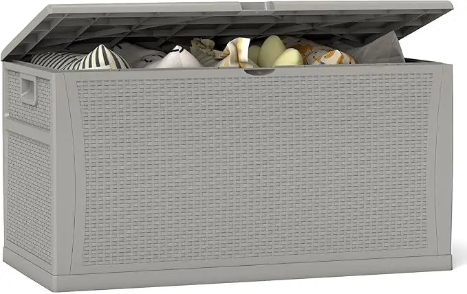 120 Gallon Resin Deck Box Weatherproof Outdoor Storage for Patio Garden