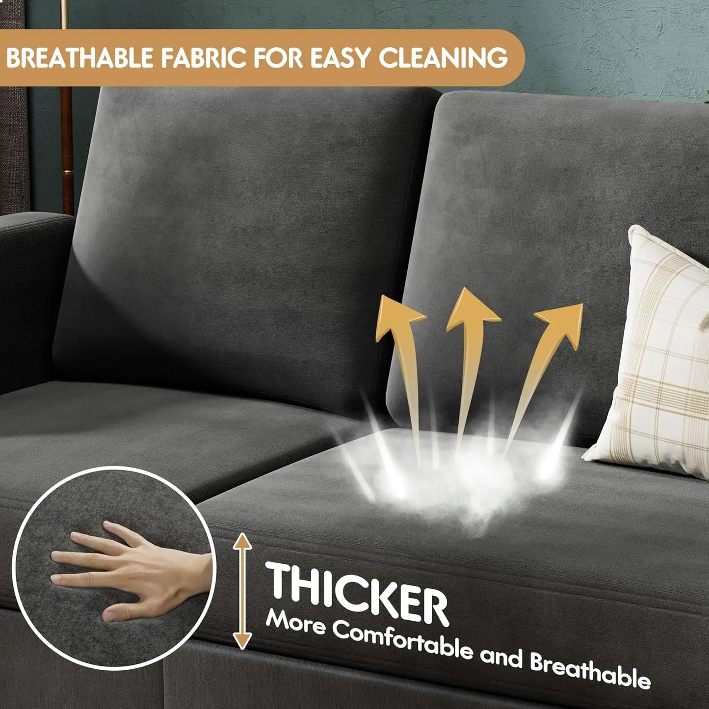 Ljustra 3 Seat L-Shaped Sofa with Ottoman for Small Living Spaces