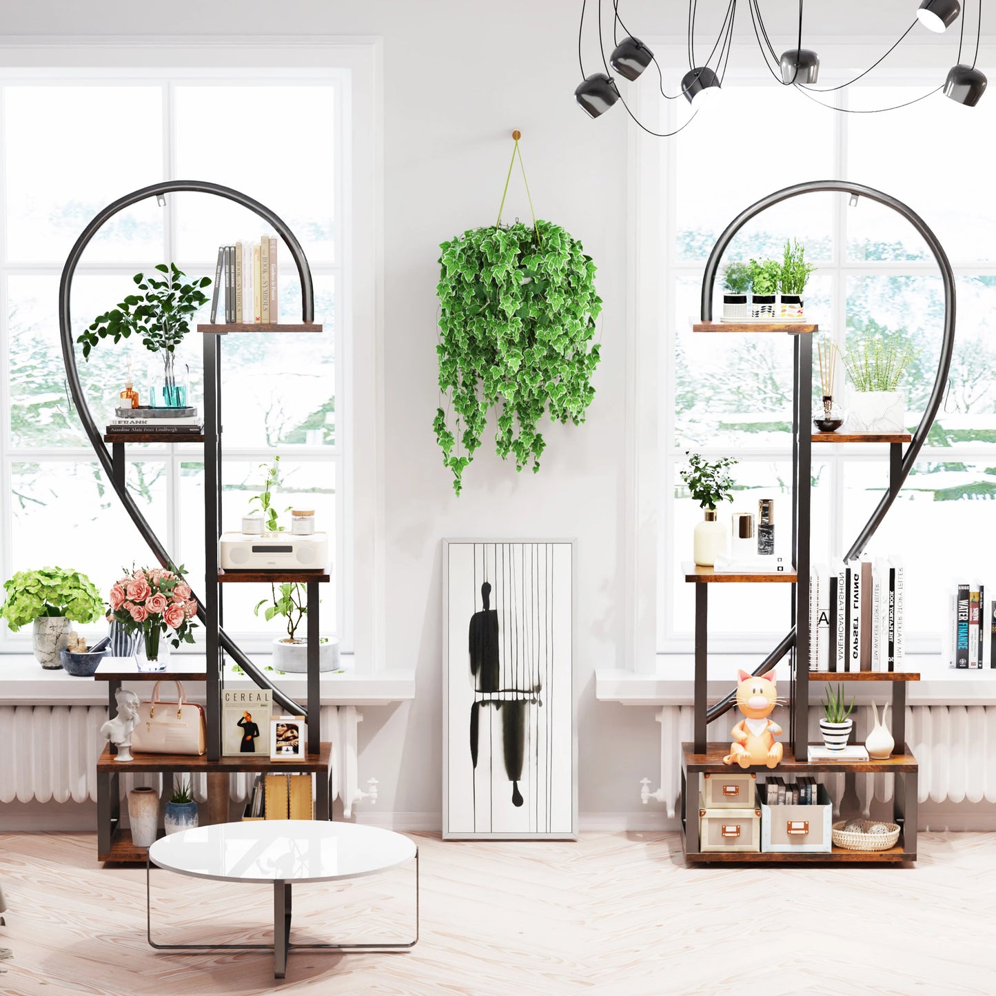 6 Tier Half Heart Shape Metal Plant Stand Ladder Shelf Rack Display