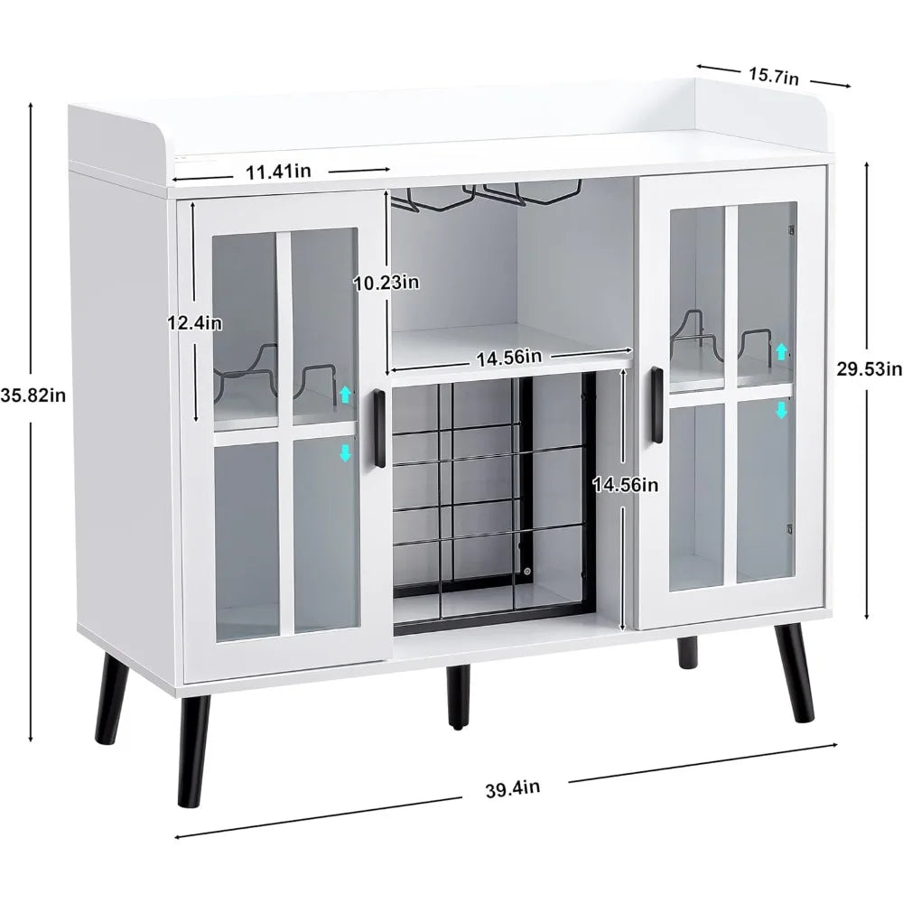LED Wine Bar Cabinet with Storage Coffee Bar and USB Outlets