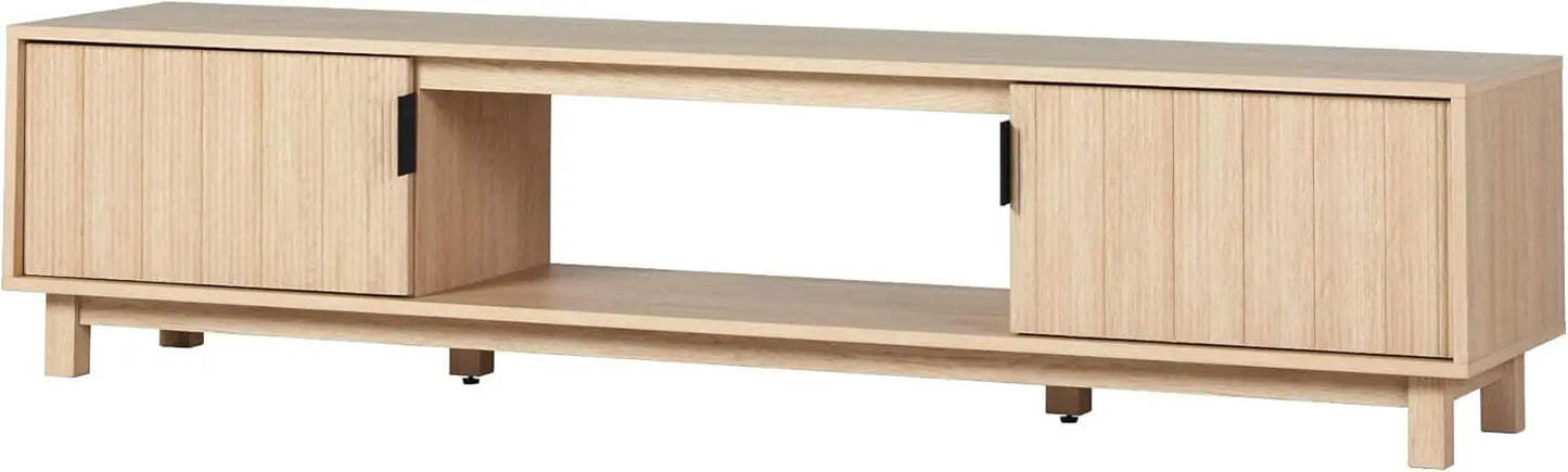 Modern Fluted-Door TV Stand for TVs up to 80 Inches 70x15.75x16 Mocha