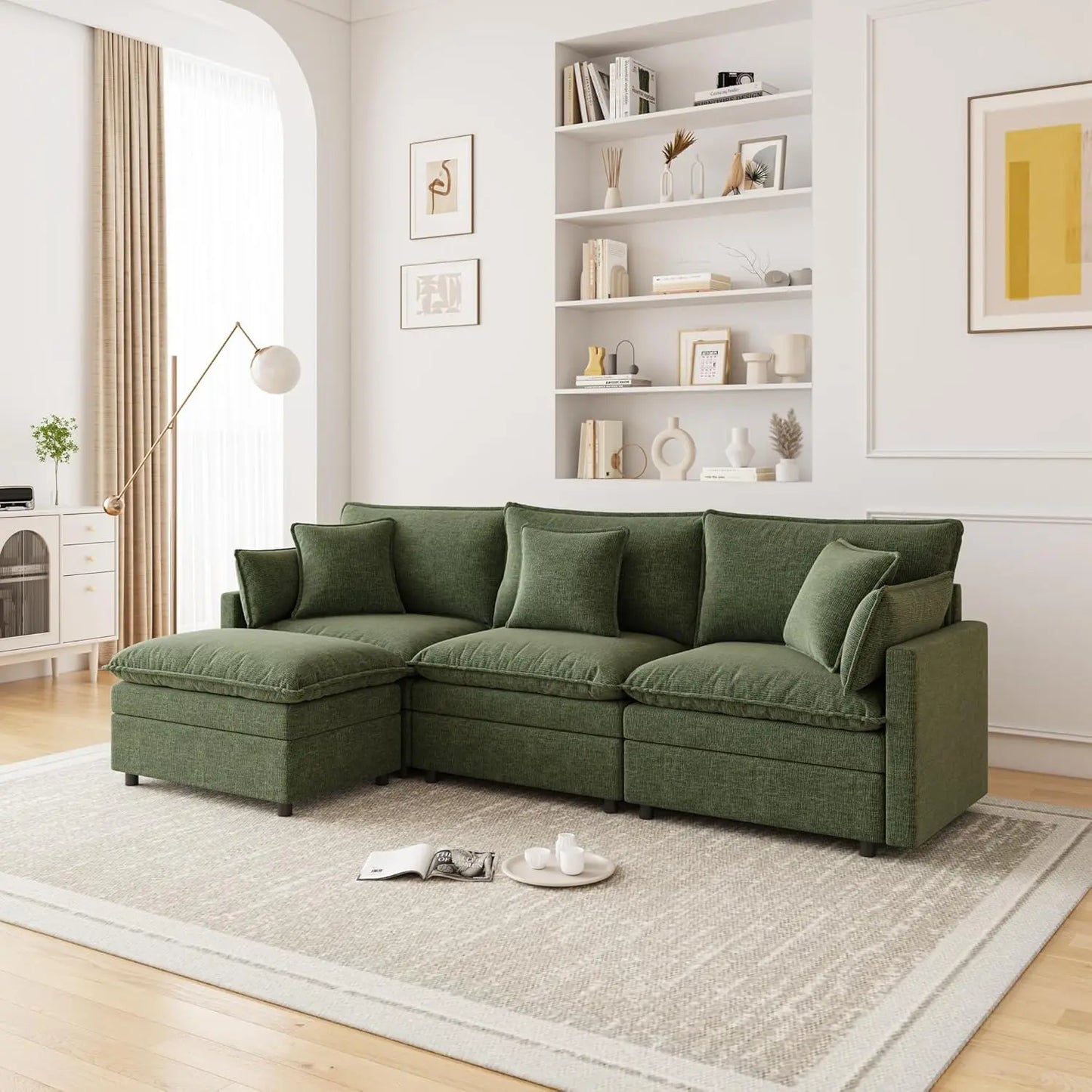Ljustra Modular Sectional Couch Chenille L-Shaped Sofa for Living Room