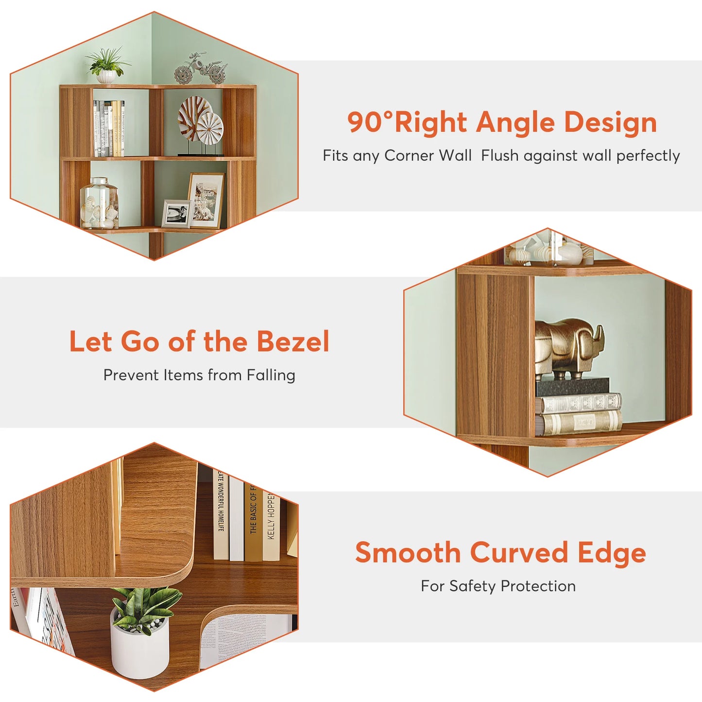 Ljustra 6 Tier Corner Bookshelf Industrial Bookcase Space Saving Design