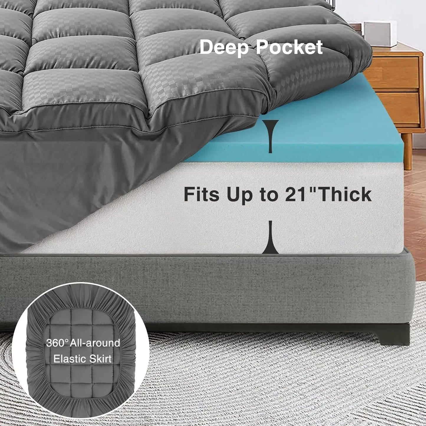 4 Inch Queen Size Memory Foam Mattress Topper Cooling Pillow Top Gel