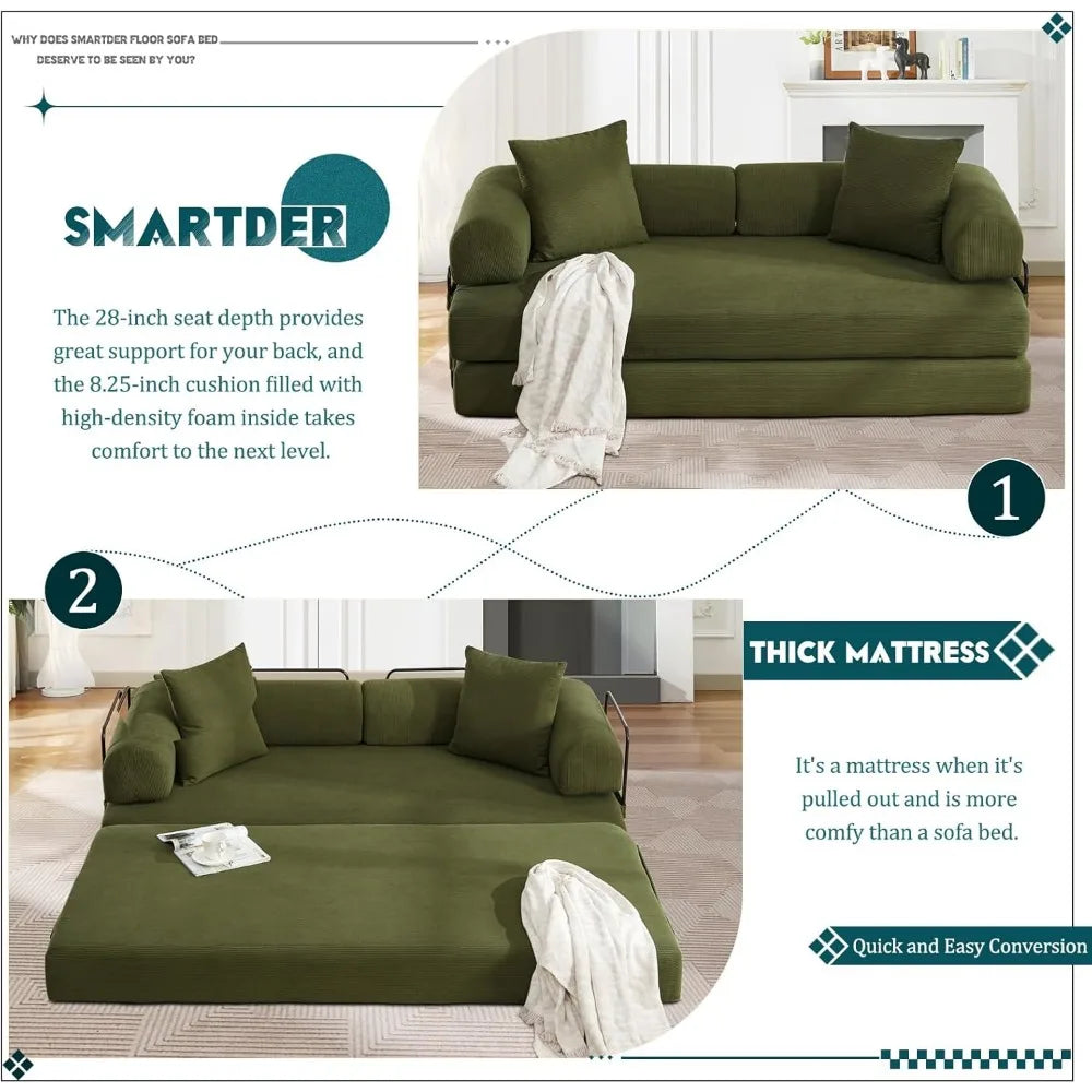 Ljustra Convertible Folding Sofa Bed Modular Floor Couch with Pillows