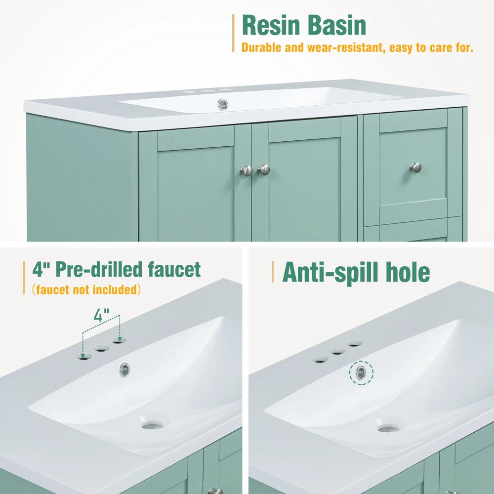 36 Inch Modern Bathroom Vanity with USB Charging and Ample Storage