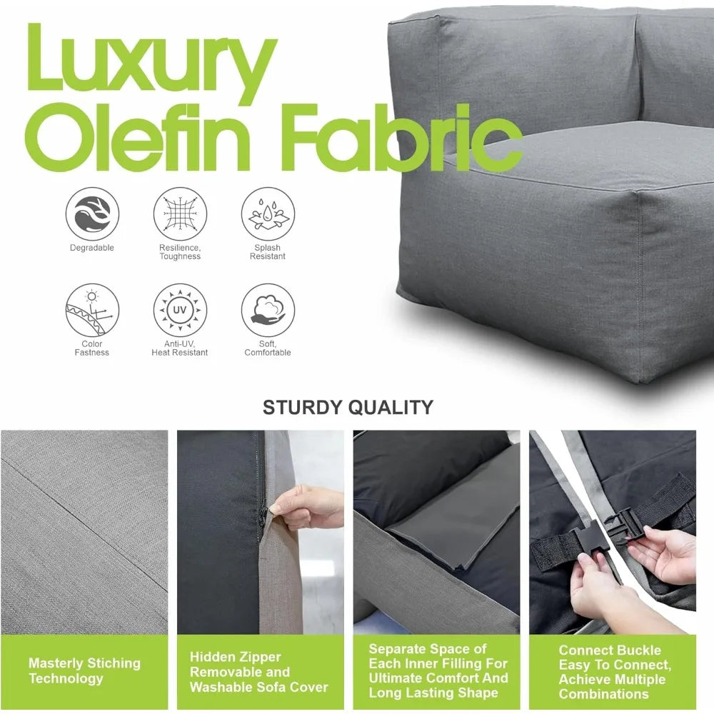 Ljustra Modular Outdoor Armrest Chair Water-Resistant Patio Sofa