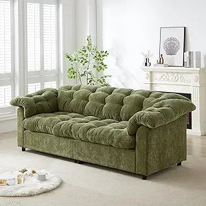 Ljustra Modern 99 Inch Chenille Tufted Sofa Couch with Armrest Pillows