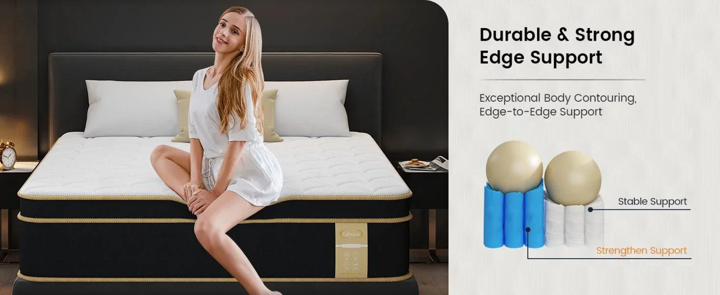 Ljustra Full Size Foam and Spring Hybrid Mattress 12 Inch Medium Firm