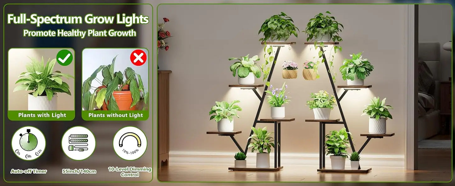 Plant Stand with Grow Light Indoor 5 Tier Corner Shelf for Multiple Plants