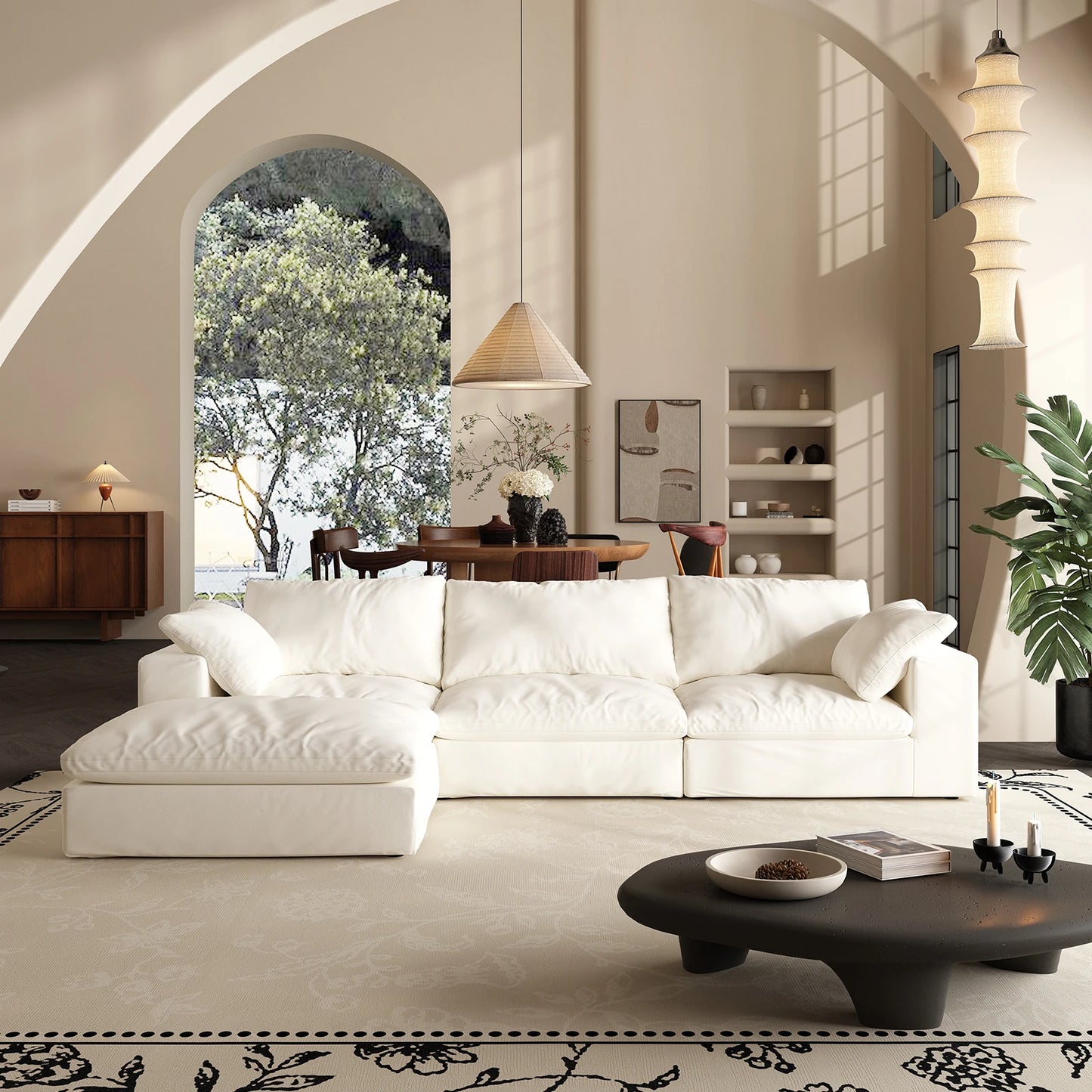 U-Shaped Cloud Couch Down-Filled Modern Modular Sectional Sofa Living Room