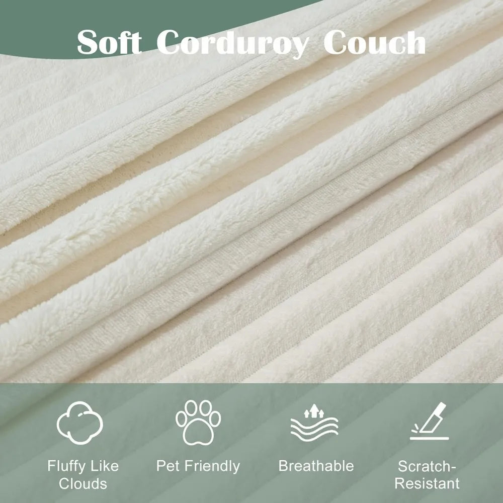 Ljustra Cloud Sectional Sofa L Shaped Couch Large Corduroy for Living Room and Apartments