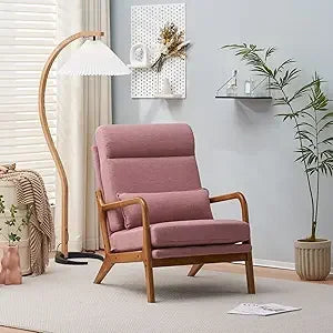 High Back Microfiber Rustic Mid Century Modern Accent Chair